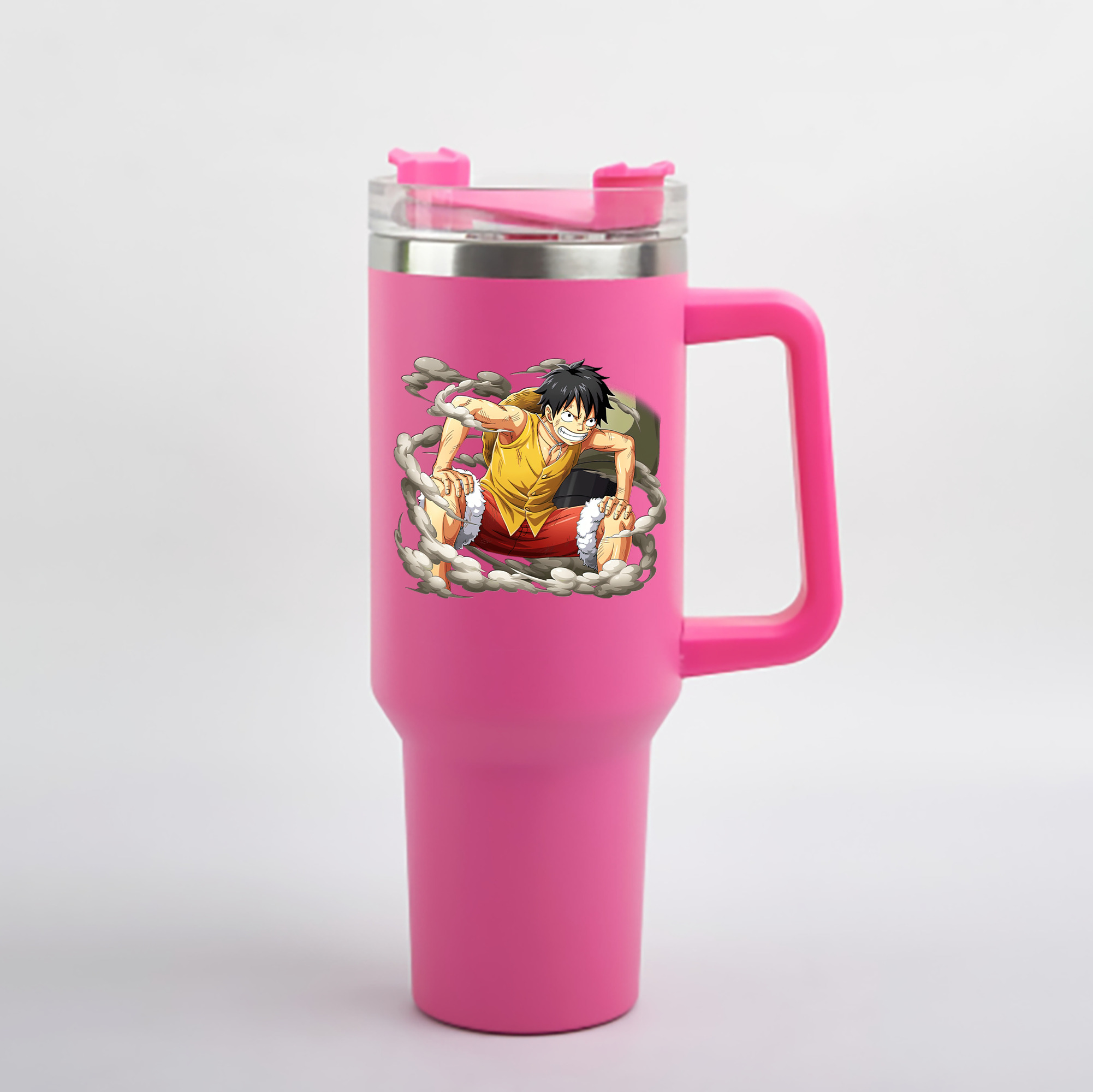 ワンピース モンキー・D・ルフィ ONE PIECE Monkey D. Luffy 1200mL車用タンブラー - クリスタルステッカー（プラスチックストロー付き）